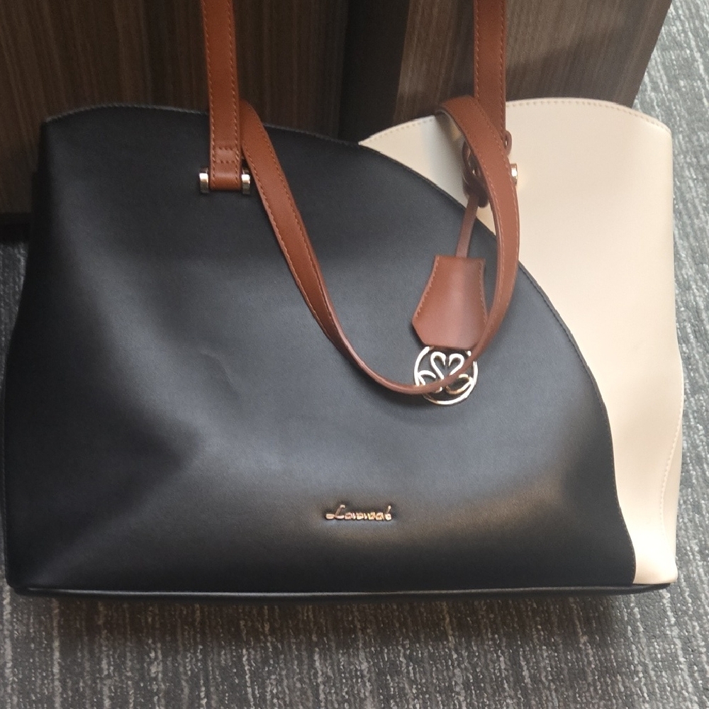 Black and Cream Women's Laptop Bag